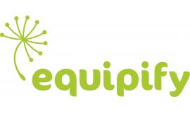 Logo has a stylised dandelion and the word equipify